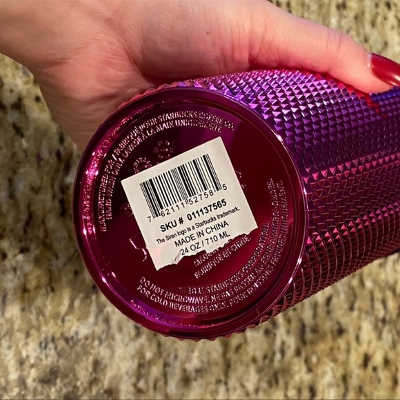 NWT STARBUCKS 2022 Sangria Bling Plastic Cold Cup SET 24oz & 16oz Limited Edit. - Picture 6 of 12